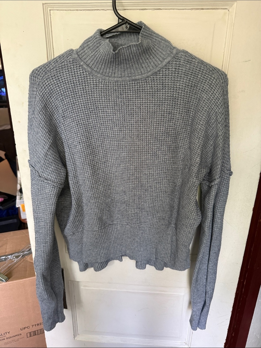 Cyrus Light Blue Waffle Turtleneck Sweater